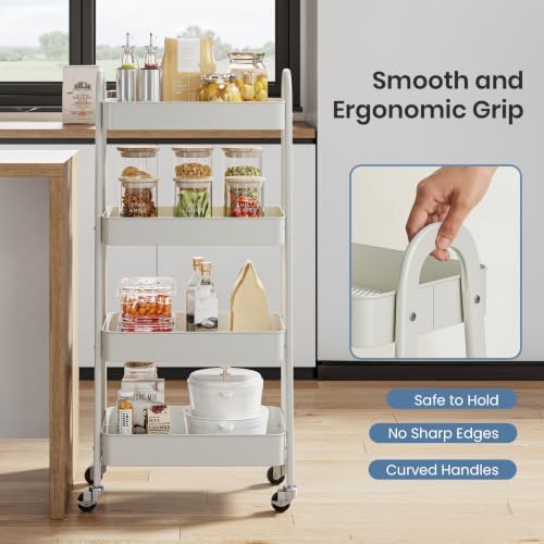 DUMOS 4 Tiers Rolling Utility Cart, Storage Organizer, Shelving Unit - Image 3