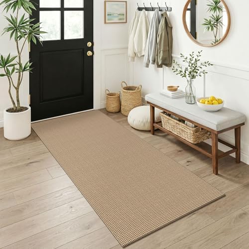 KOZYFLY 3x6 Washable Runner Rug, Non Slip Wide Runners for Hallway, Woven Large Entryway Runners, Braided Floor Carpet Runner for Entry, Kitchen, Bedside, Hall, Orange Beige/Tan/Brown by KOZYFLY