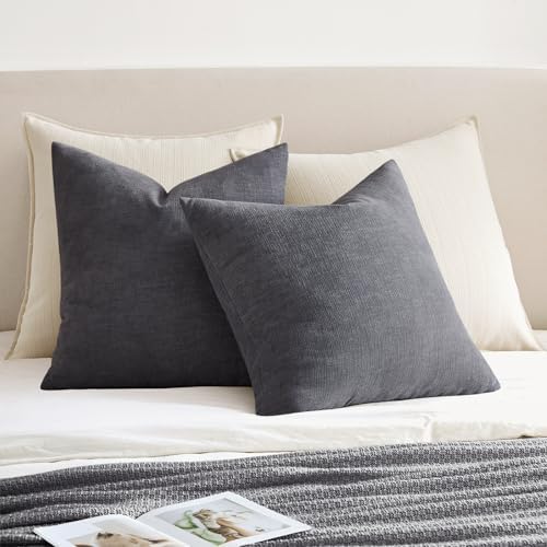 MIULEE Grey Chenille Couch Throw Pillow Covers, 20x20 - Image 4