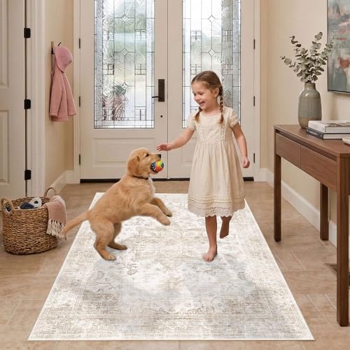 Rugxara 3x5 Entryway Rug,Beige Vintage Boho Bedroom Area Rug by Rugxara