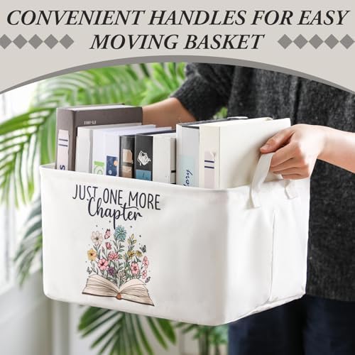 Marsui 1 Pcs Book Storage Basket Just One More Chapter Bin, Fresh Color - Image 3