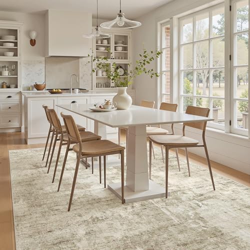 Soalmost Abstract 7x9 Area Rug for Living Room Washable Rugs Beige/Gray - Image 3