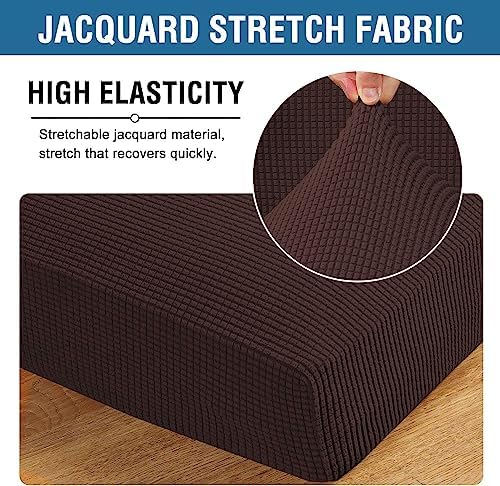 H.VERSAILTEX Super Stretch Individual Seat Cushion Covers Sofa Covers Couch Cushion Covers Slipcover Sets Thick Jacquard Textured Twill Fabric (1 Piece Loveseat Cushion Cover, Chocolate) - Image 4