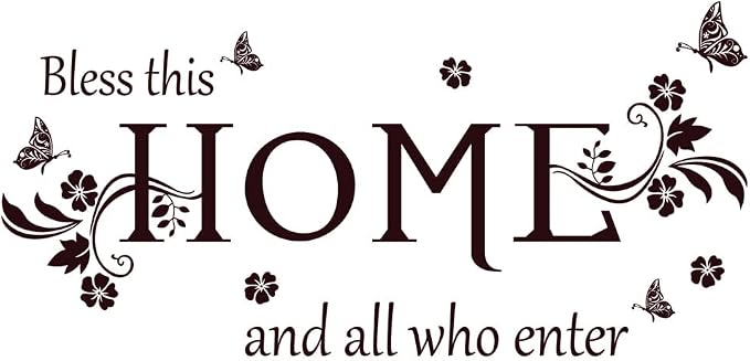 Wall Decals Wall Decor Sticker Quote Bless This Home and All who Enter Removable Mural Wall Stickers for Living Room Dining Room Bedroom Entryway Family Home Decoration (Brown) - Image 7