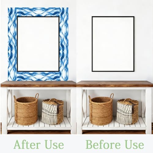 Ocean Wave Wallpaper Border Peel and Stick 196 x 4 Inch Ocean Beach Bulletin Board Boarder PVC Decorative Mirror Frame Trim Stickers for Bathroom Kitchen Backsplash Hotel Home Decorations - Image 5