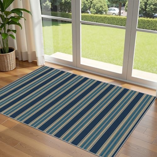 3x5 Striped Entry Rug - Washable Indoor Outdoor Mats for Front Door by Othilic
