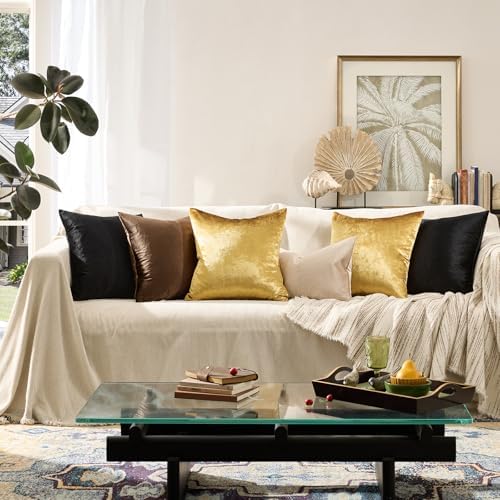GIGIZAZA Gold Velvet Pillow Covers 16x16 Decorative Pillows Pack of 2 - Image 5