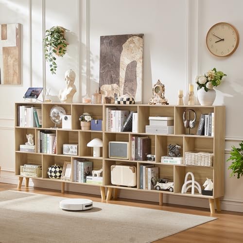 LEYAOYAO 10 Cube Bookshelf,Mid-Century Modern Bookcase with Legs,Light Wood - Image 6