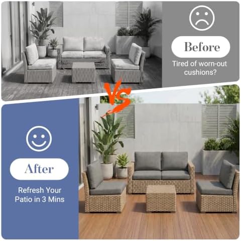 8Pcs Patio Cushion Covers Stretch Outdoor Furniture Protector Slipcovers - Image 5