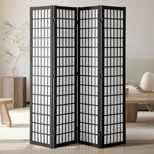 VEVOR Room Divider, 4 Panel Japanese Room Divider, Wood Folding Privacy Screen Indoor, Japanese Partition Dividers Portable Decoration Screens, for Room Separation Home Office Restaurant & Bedroom by VEVOR