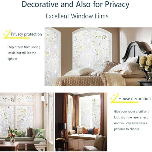 LEMON CLOUD Window Privacy Film, Tulip Stained Glass Sticker 23.6″ x 78.7″ - Image 4