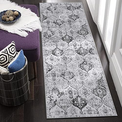 Lahome Moroccan Washable Runner Rug, 2x6 Grey Kitchen Runners for Hallways by Lahome