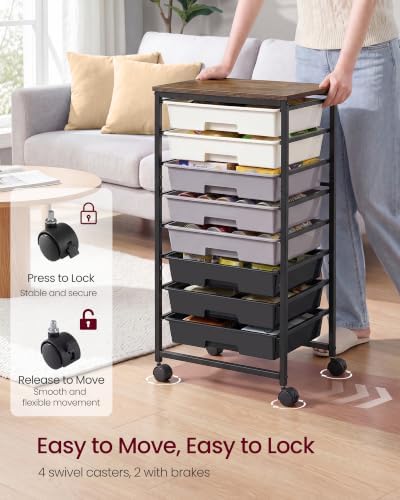 VASAGLE Rolling Cart with Drawers, Craft Organizers and Storage, Black - Image 5