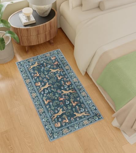 DUKINO 2x4 Rug for Entryway, Animal Washable Runner Rug for Kitchen, Blue - Image 4