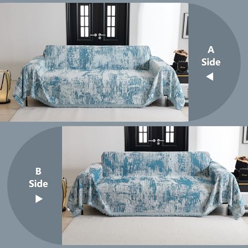 MYSKY HOME Sectional Couch Cover Sage Abstract Geometric Sofa Covers for Sectional Sofa L Shape Chenille Couch Protector for Dogs Pets Couch Throw Cover Washable Durable for Home Decor, 71" X118" - Image 6