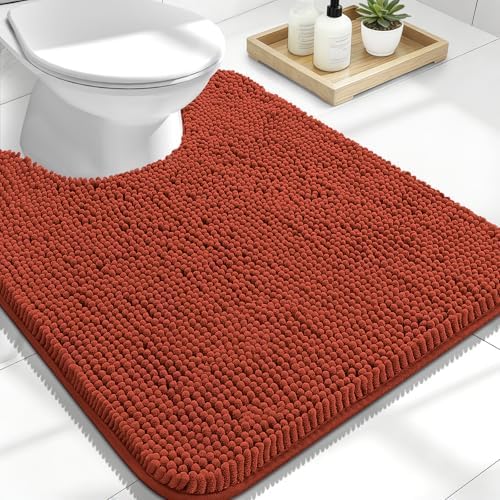 OLANLY Toilet Rugs U-Shaped 24x20, Soft Absorbent Chenille Contour Rugs by OLANLY