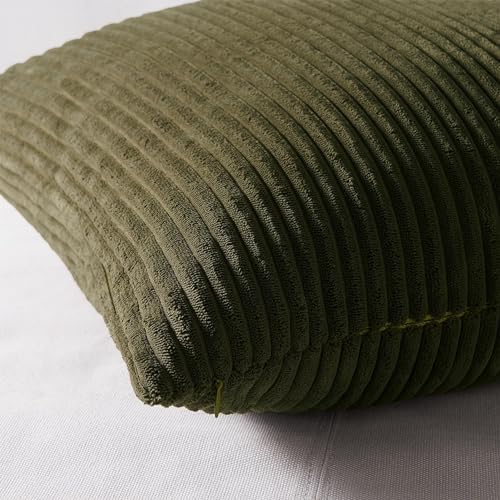Topfinel Christmas Decorative Throw Pillow Covers Green Series,Winter Fluffy Corduroy Striped Euro Pillows Shams for Couch Bed Bedroom,Western Modern Hunter Green Pillowcase 24x24 Inch Set of 4 - Image 3
