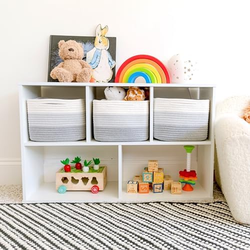 NaturalCozy Storage Cubes 9”x9”x7”Cotton Rope Woven Baskets for Organizing 3-Pack | 9 Inch Cube Storage Bin | Small Basket for Shelf Nursery, Pantry, Decorative Plant, Bathroom Closet, Toy Gift - Image 3
