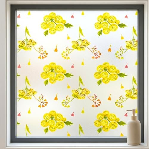 Floral Frosted Stained Glass Window Film Privacy Anti UV 17.5x78.7in by BetterLifeinHouse
