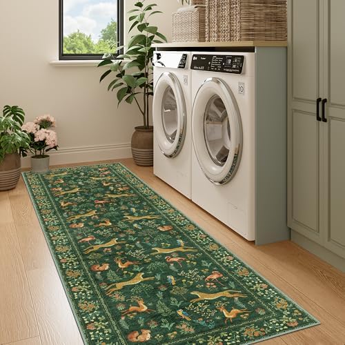 DUKINO 2x7 Runner Rug for Hallway, Washable Kitchen Rugs Non Slip, Green - Image 6