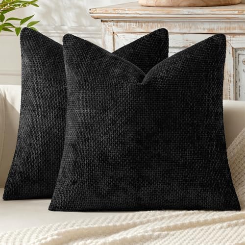 MIULEE Decorative Couch Throw Pillow Covers 18x18 Inch Black 2 Pack by MIULEE