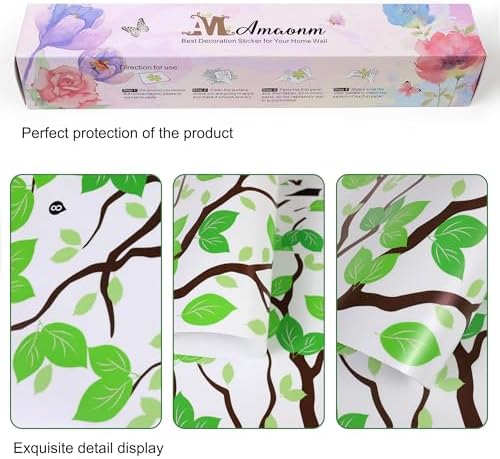 AM AMAONM 74.8x59 Inch Large Watercolor Tree Wall Decals - Peel & Stick Wall Stickers, DIY Removable Wall Art for Kids Living Room, Bedroom, Nursery Decor (Brown Trunk Green Leaves) - Image 2