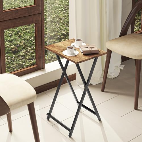 Acovy Foldable TV Trays, Small Folding Table, TV Trays Set of 2, TV Dinner Tray, Side Table for Bed, Couch, Portable Easy to Move, Brown - Image 5