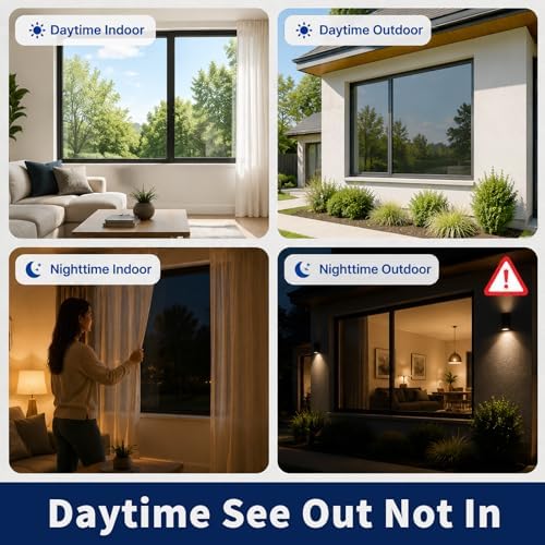 WPCTEV One Way Window Privacy Film, Mirror Tint, Black, 29.5In x 13.1Ft - Image 2