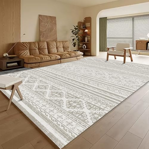 RUGSURE Washable Area Rugs 6' x 9' - 1/6 Thick - Moroccan-Inspired -Stain & Water Resistant Non-Slip - Resistant Rug for Living Room, Bedroom, Nursery, Pet & Child Friendly (Grey) by RUGSURE