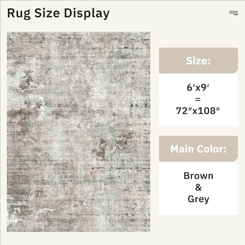 Soalmost Abstract Area Rug 6x9 for Living Room Washable Rugs Pink/Grey - Image 5