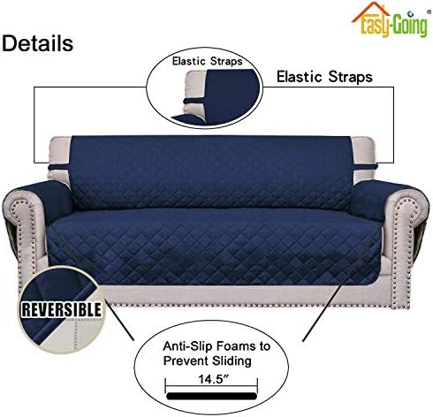 Easy-Going Reversible Couch Cover, 4 Seater Sofa, XX-Large Sofa, Navy/Ivory - Image 3