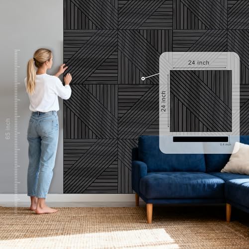 WoveN SounD Acoustic Wall Panels, Black Oak, 8 Pack, 23.6x23.6 in - Image 2