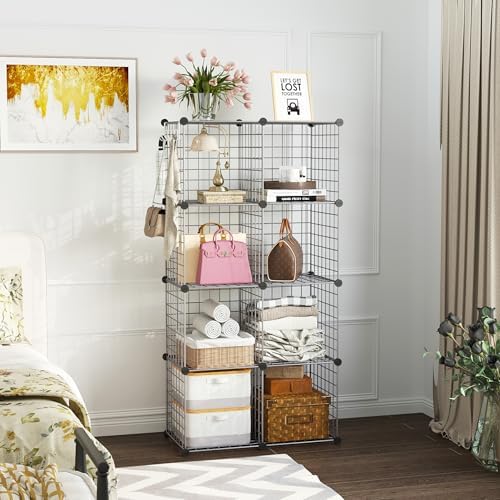 C&AHOME Wire Cube Storage, 8 - Cube Organizer Metal C Grids, Silver Gray - Image 2