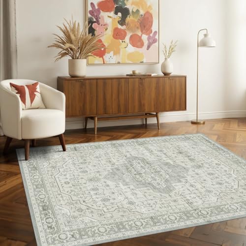 Rugxara 3x5 Entryway Rug,Green Vintage Boho Bedroom Area Rug - Image 2