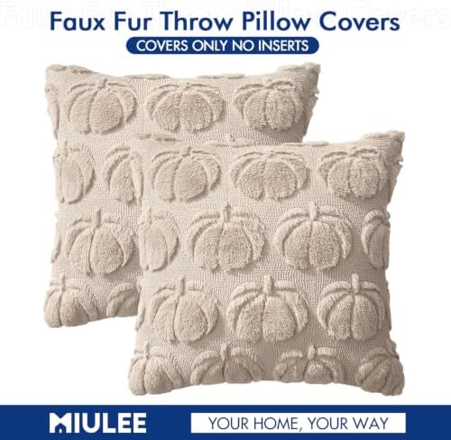 MIULEE Fall Pillow Covers Pumpkin Fall Decor 26x26 Beige - Image 6