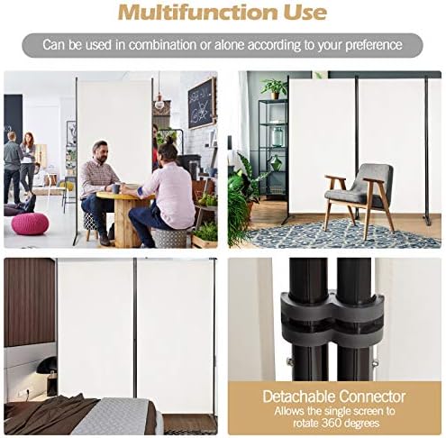 Giantex 6 Ft Tall 3 Panel Room Divider White, Lightweight Portable Folding Privacy Screen, Freestanding Partition Wall Divider and Separator for Bedroom Home Office Apartment Studio - Image 5