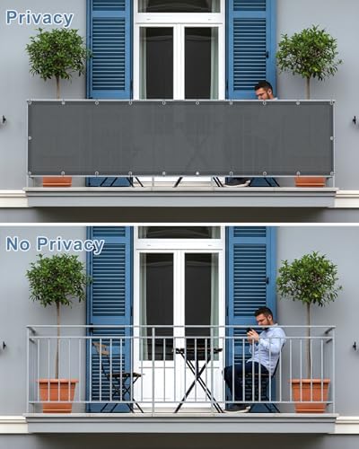 SUNLAX Waterproof Balcony Privacy Screen 3'x13' Dark Grey Fence Cover - Image 2