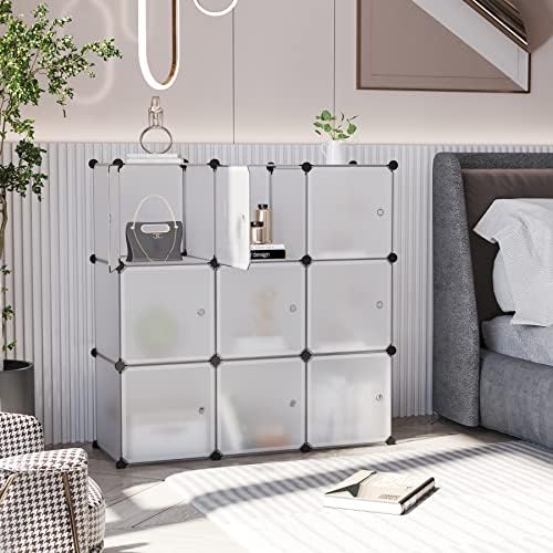 C&AHOME 9-Cube Storage Organizer with Door Cube Shelf Closet Cabinet White - Image 4