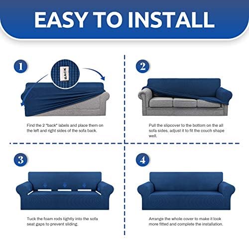KEKUOU Stretch Oversized Couch Covers for Sofa Slipcover,Classic Blue - Image 5