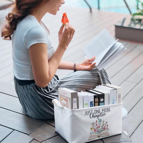 Marsui 1 Pcs Book Storage Basket Just One More Chapter Bin, Fresh Color - Image 6