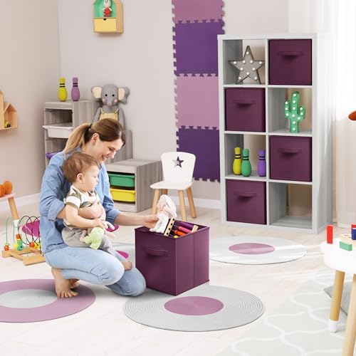 Sorbus Fabric Storage Cubes, 8 Pack, with Handles (13 Inch, Purple) - Image 3