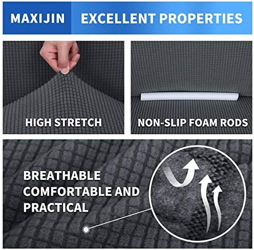 MAXIJIN Stretch Loveseat Sofa Slipcovers 1 piece Love Seat Couch Covers for 2 Cushion Couch Non Slip Sofa Cover Washable Dog Cat Proof Furniture Protector Pet Friendly (Loveseat, Gray) - Image 5