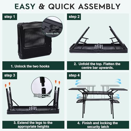 Nice C Camping Metal Table, Compact Outdoor Folding Tailgate Grill Table - Image 6