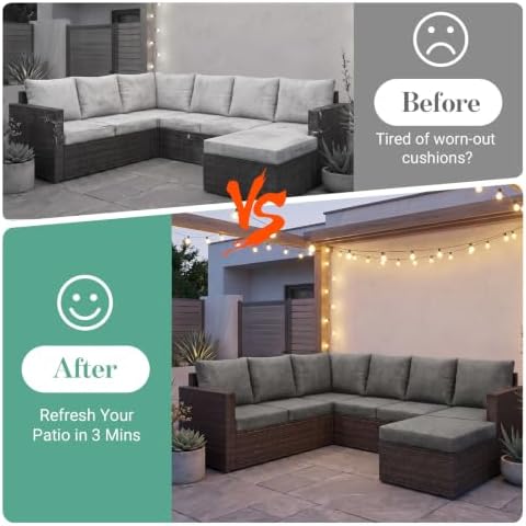 14Pcs Patio Cushion Covers Stretch Outdoor Furniture Protector Slipcovers - Image 5