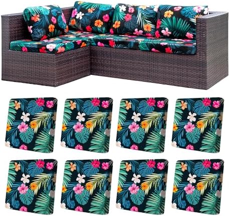 8 Pcs Outdoor Cushion Covers, Patio Sofa Cushion Covers Replacement by BIETYONE