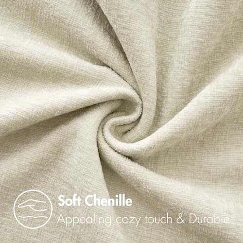 MIULEE Soft Chenille Throw Pillow Covers Cream 16x16 Inch Pack of 2 - Image 2