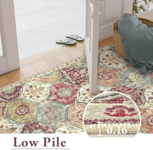 Lahome Moroccan Trellis Washable Orange Rug, 2x3 Entryway Rugs for Kitchen Bathroom, Non-Slip Indoor Door Mat Ultra-Thin, Small Throw Carpet for Bedroom Entry Elise, Orange/Terracotta - Image 5