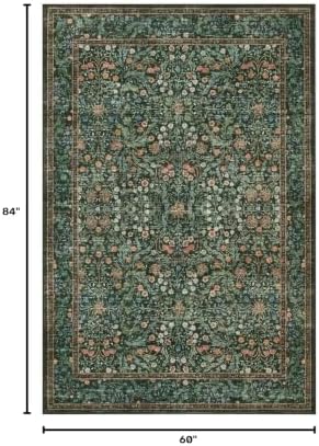 Rugxara Green Floral Area Rugs 5x7 Washable Rug for Living Room Bedroom - Image 2