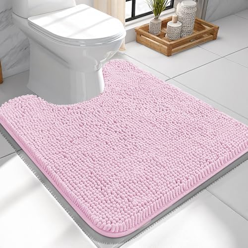 OLANLY Toilet Rugs U-Shaped 24x24, Soft Absorbent Chenille Contour Rugs by OLANLY