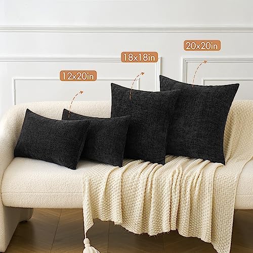 MIULEE Soft Chenille Throw Pillow Covers Black 16x16 Inch Pack of 2 - Image 4